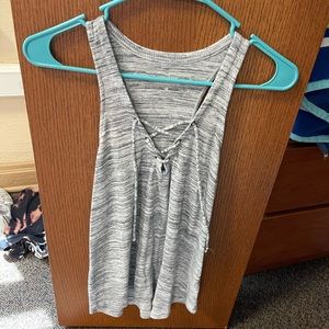 Gray & White Hollister Tie-Up Tank Top